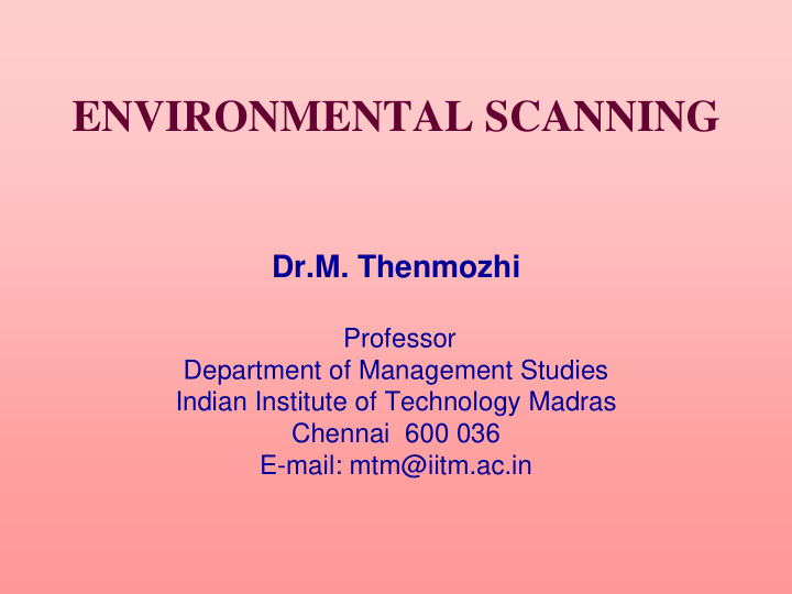 environmental scanning