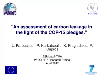 An assessment of carbon leakage in  the light of the COP-15 pledges.  L. Paroussos., P.