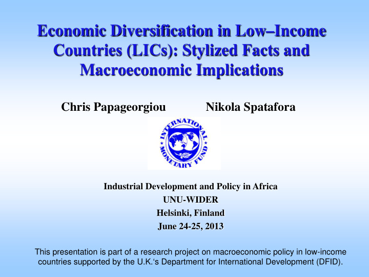 economic diversification in low income countries lics