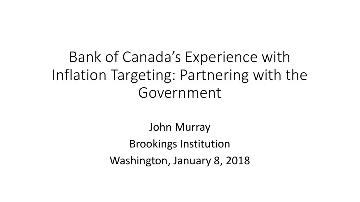 bank of canada s experience with