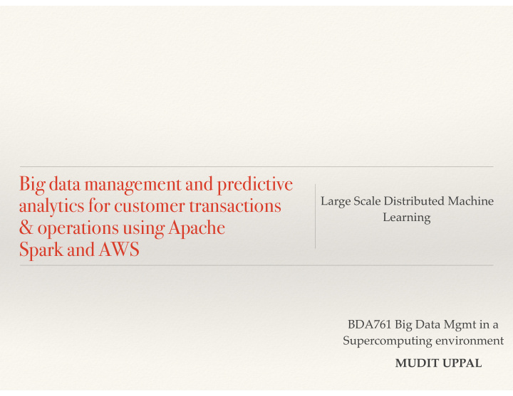 big data management and predictive analytics for customer