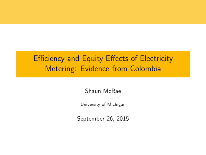 efficiency and equity effects of electricity metering