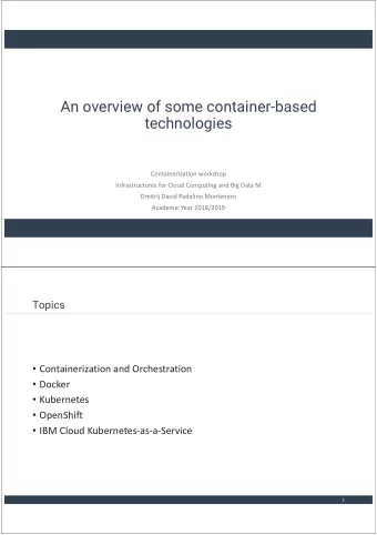 technologies  Containerization workshop  Infrastructures for Cloud Computing and Big Data M