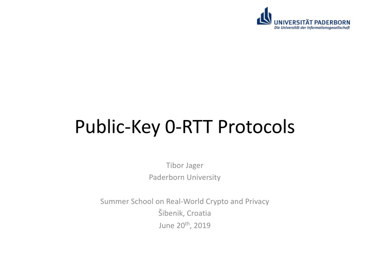 public key 0 rtt protocols