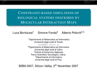 M ODELING IN S CCP O REGONATOR M ODELING BIOCHEMICAL REACTIONS  k 1  B  A R 1 + . . . + R n