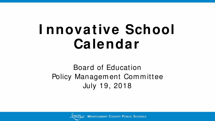 i nnovative school calendar