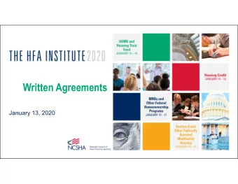 Written Agreements  January 13, 2020  Welcome &amp; Introductions   Sponsored by:   HUDs