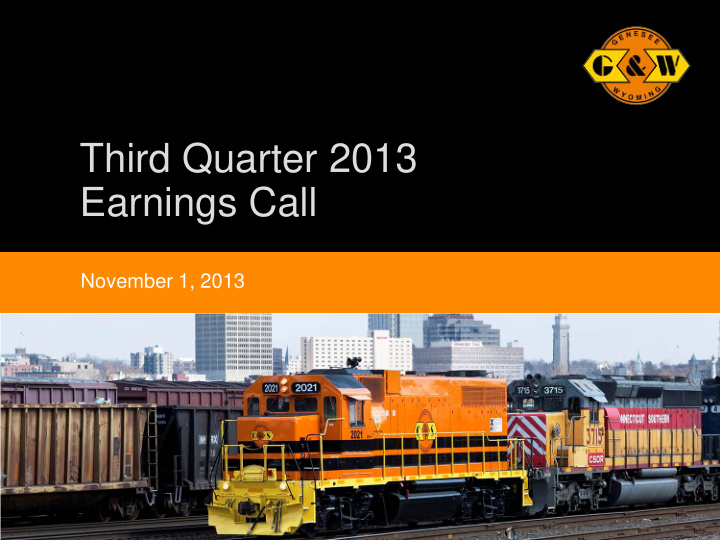 third quarter 2013 earnings call