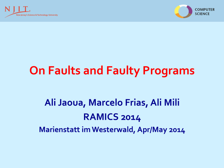 on faults and faulty programs