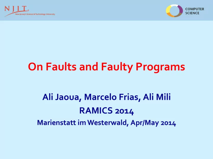 on faults and faulty programs