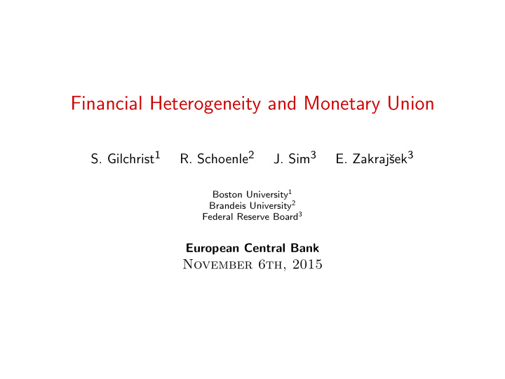 financial heterogeneity and monetary union