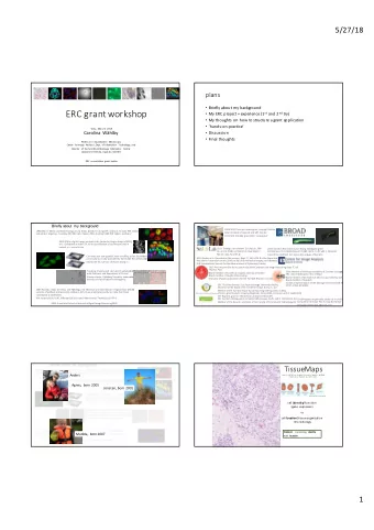 ERC  grant  workshop  My  ERC  project  +  experience  (1 st and  2 nd