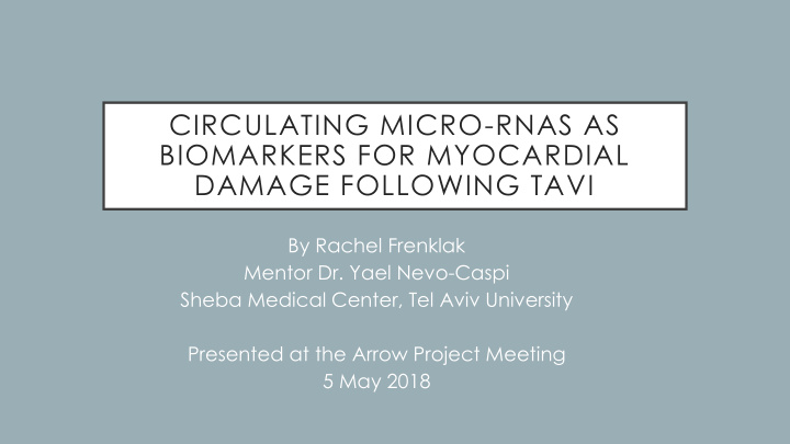 circulating micro rnas as