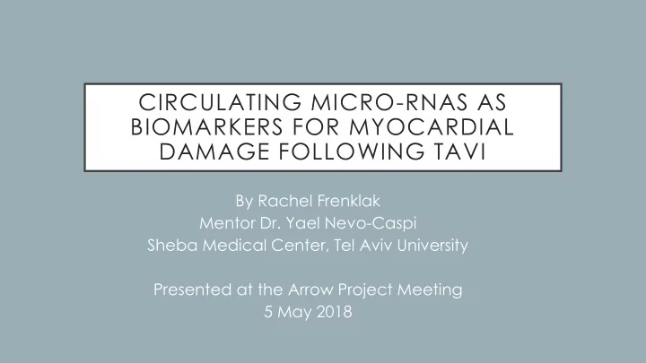 circulating micro rnas as