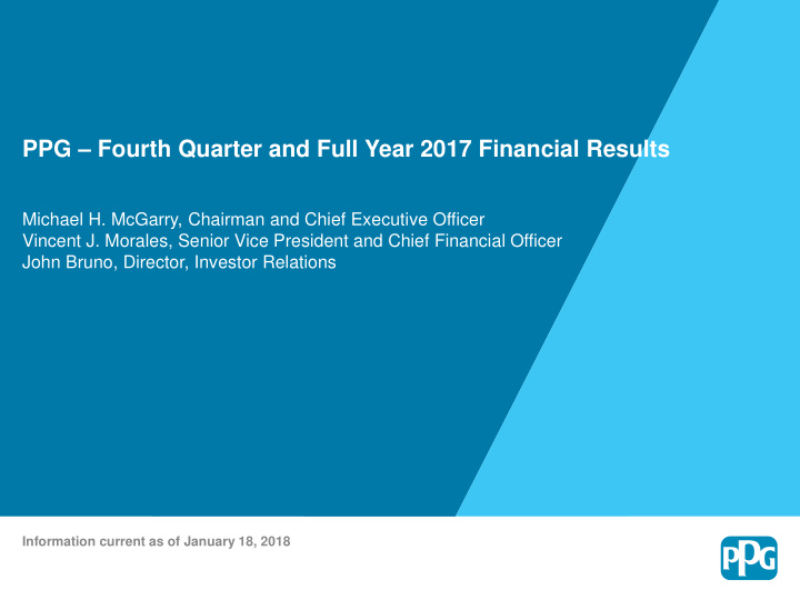 ppg fourth quarter and full year 2017 financial results