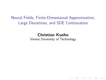 Neural Fields, Finite-Dimensional Approximation,  Large Deviations, and SDE Continuation  Christian