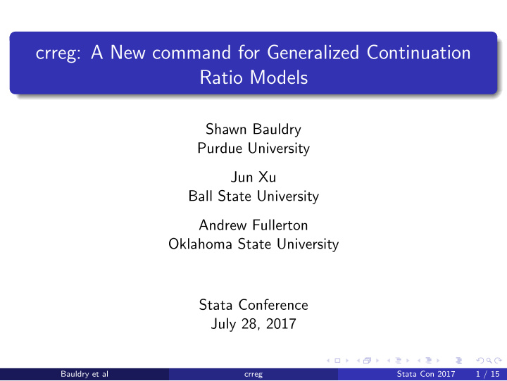 crreg a new command for generalized continuation ratio