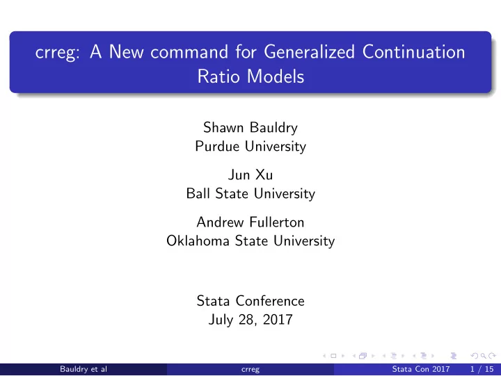 crreg a new command for generalized continuation ratio