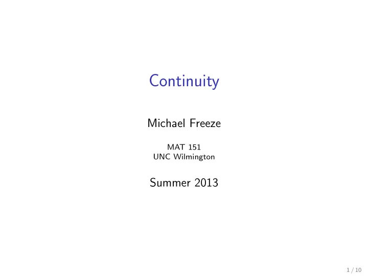 continuity