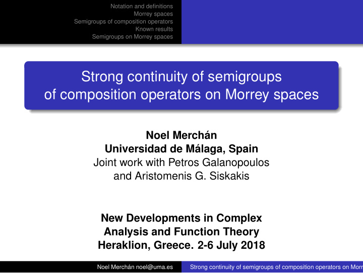 strong continuity of semigroups of composition operators