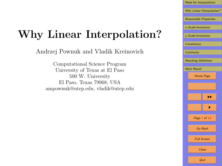 why linear interpolation