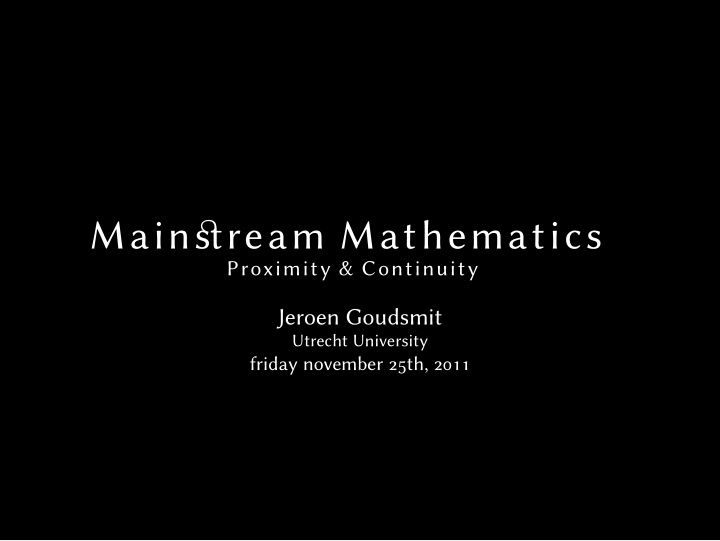 mainstream mathematics