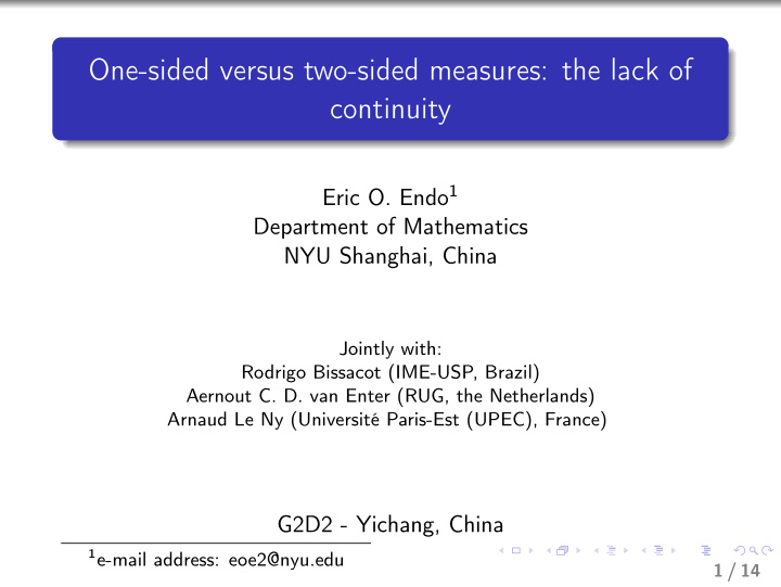 one sided versus two sided measures the lack of continuity