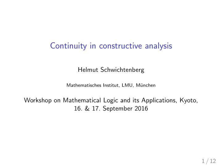 continuity in constructive analysis