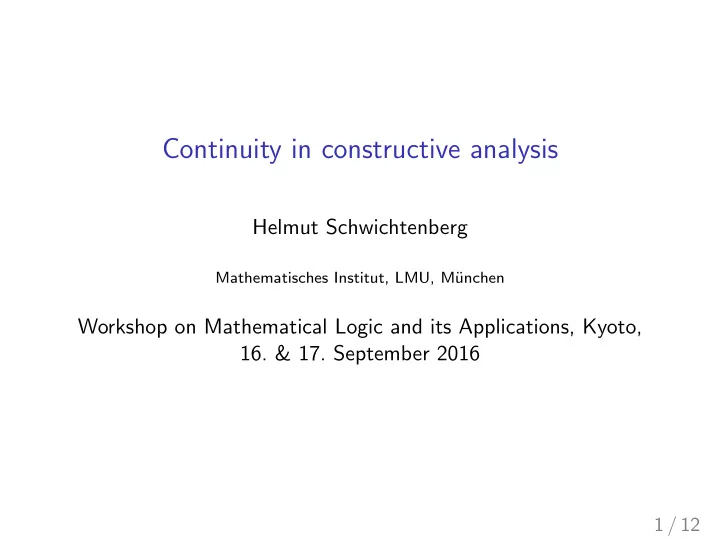 continuity in constructive analysis