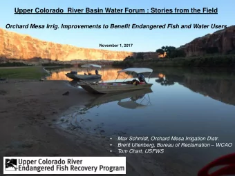 Upper Colorado  River Basin Water Forum : Stories from the Field  Orchard Mesa Irrig. Improvements