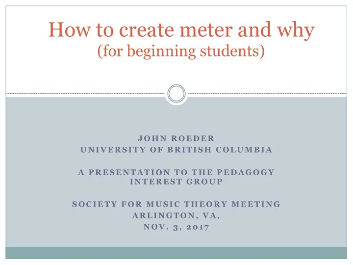 how to create meter and why