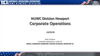 Corporate Operations  10/29/20  Vicki Comeau  Corporate Operations, Code 10  NAVAL UNDERSEA WARFARE