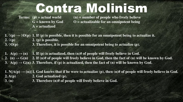 contra molinism