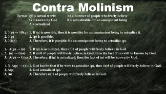 Contra Molinism  Terms: (p) = actual world  (n) = number of people who freely believe  G = known by
