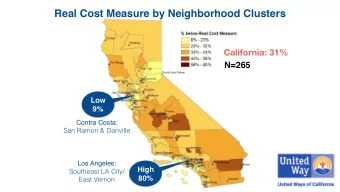 Real Cost Measure by Neighborhood Clusters  California: 31%  N=265 Low   9% Contra Costa: