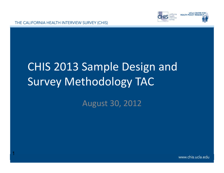 chis 2013 sample design and survey methodology tac