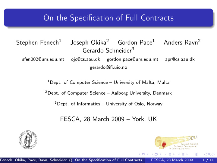 on the specification of full contracts
