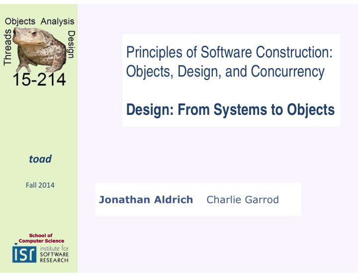 principles of software construction objects design and