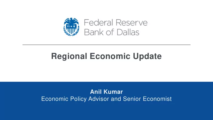 regional economic update