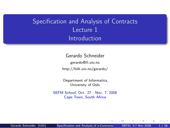 specification and analysis of contracts lecture 1