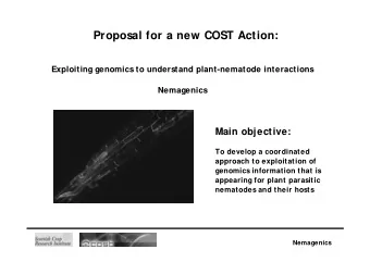 Proposal for a new COST Action:  Exploiting genomics to understand plant-nematode interactions