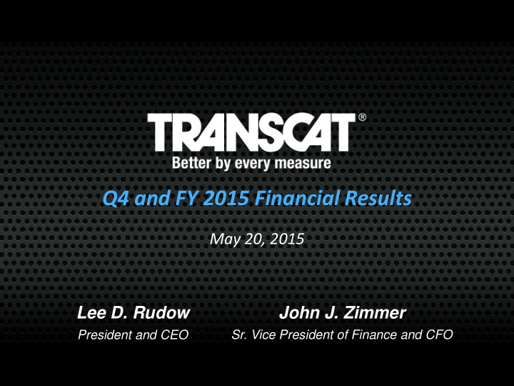 q4 and fy 2015 financial results