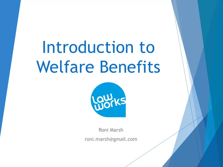 introduction to welfare benefits