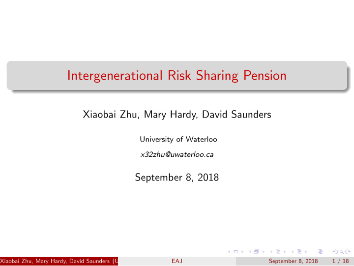 intergenerational risk sharing pension