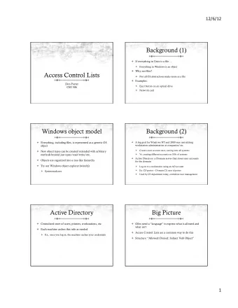 Access Control Lists  Not all OS abstractions make sense as a file  Examples:  Don Porter