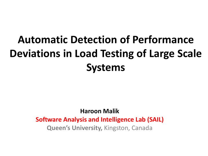 deviations in load testing of large scale