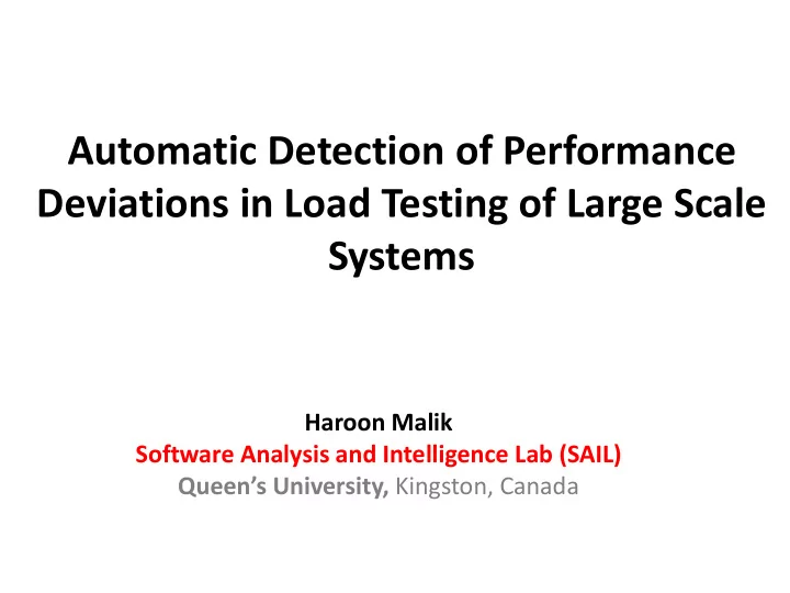 deviations in load testing of large scale