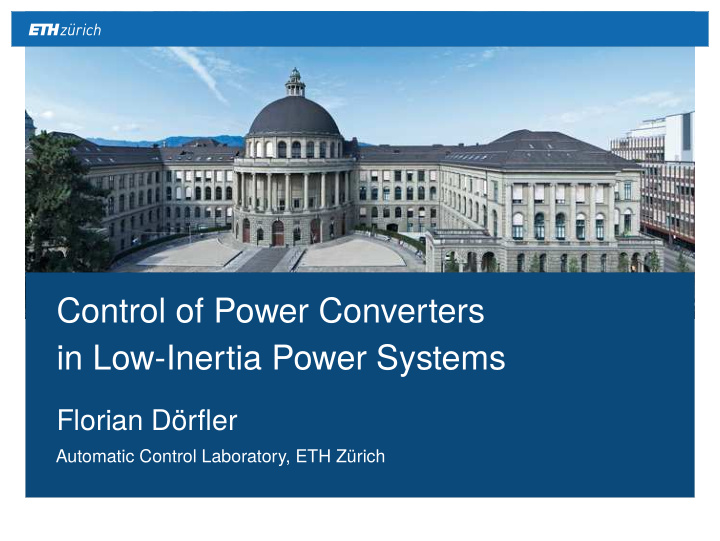 control of power converters in low inertia power systems