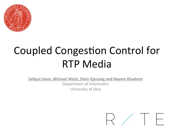coupled conges on control for rtp media