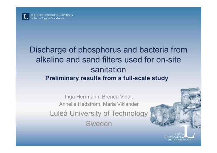 discharge of phosphorus and bacteria from alkaline and